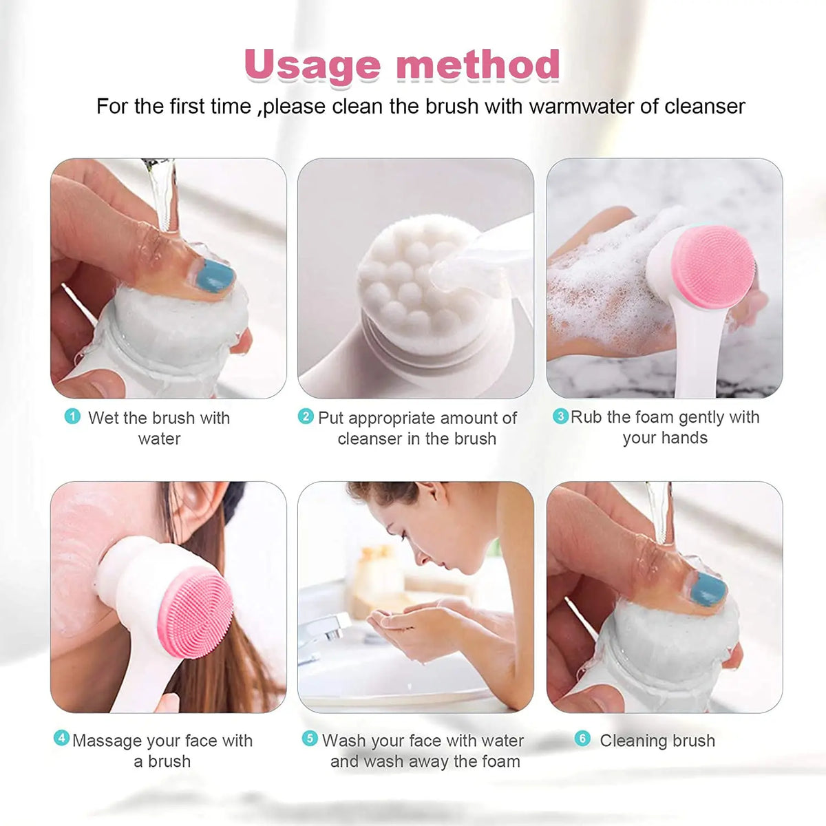 1/2pcs 2-In-1 Facial Silicone Cleansing Brush Facial Soft Silicone Brushes Care Massage Brush Portable Face Deep Cleansing Brush