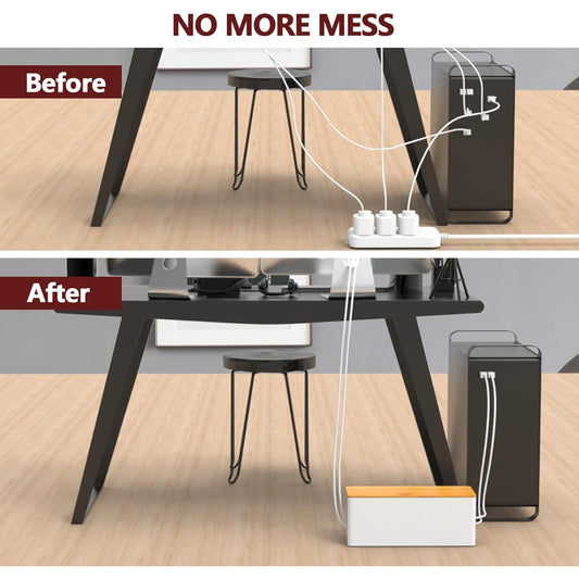 Cable Storage Box Power Strip Case Wooden Power Line Wire Management Organizer Anti-Dust Charger Socket Network Line Storage Bin