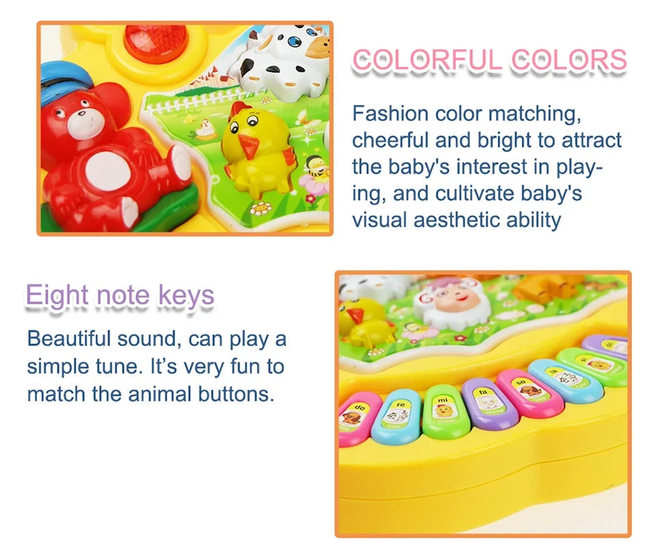 Baby Musical Toy with Animal Sound Kids Piano Keyboard Electric Flashing Music Instrument Early Educational Toys for Children
