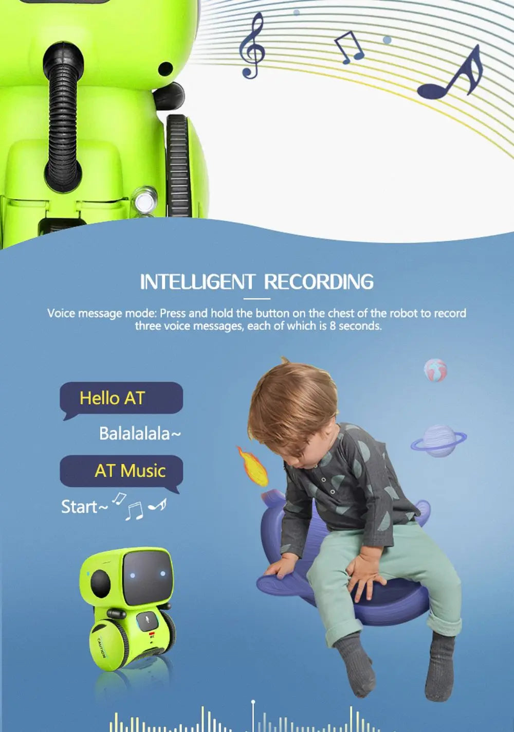 Emo Robot Intelligent Robots Russian & English & Spanish Version Voice & Touch control Toys Interactive Educational Children's G