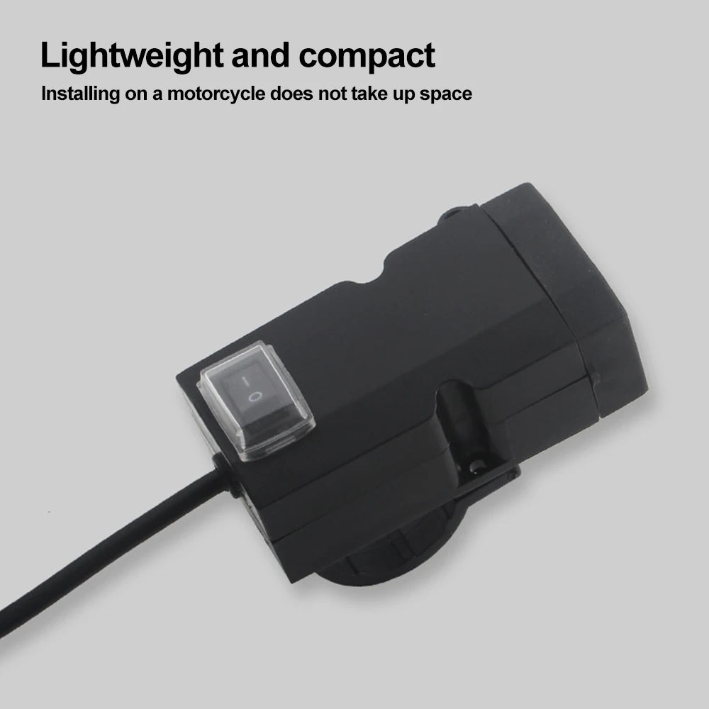 Updated Motorcycle Dual USB Charger with ON/OFF Switch Waterproof Motorbike Handlebar Phone Charger Fast Charging Socket
