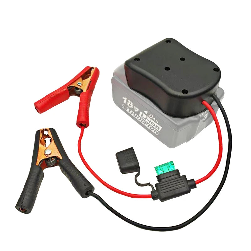 Igniter Jump Starter for Makita DeWalt Milwaukee 18V Battery Car Booster Cable with Fuse Automotive Emergency Power DIY Adapter
