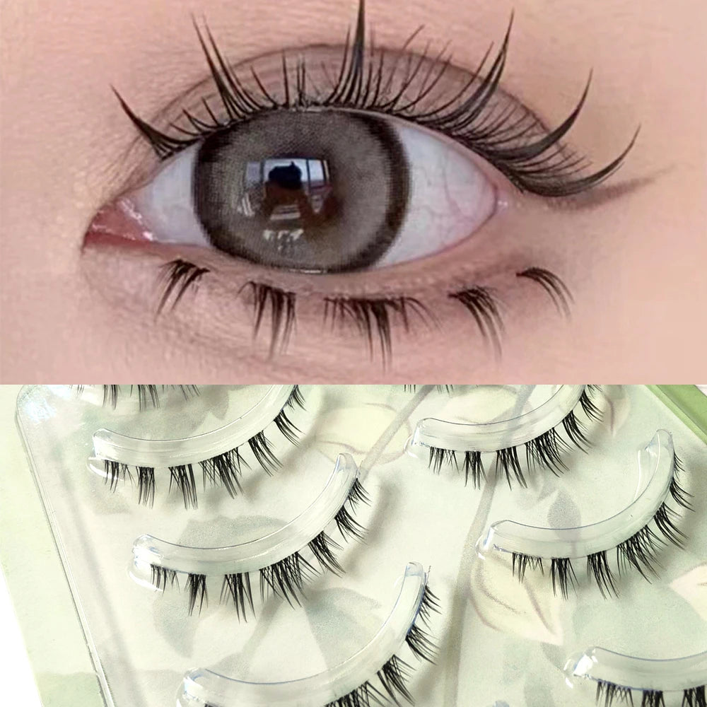 ICYCHEER Makeup Bottom Eyelashes Kit 5 Pairs 3D Natural Looking Under Eye Lashes Extension Lower Eyelash Cosplay