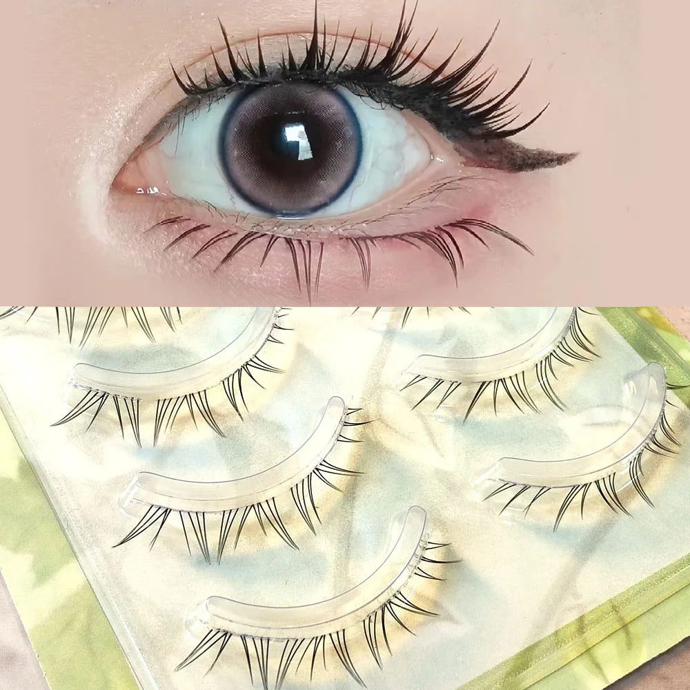 ICYCHEER Makeup Bottom Eyelashes Kit 5 Pairs 3D Natural Looking Under Eye Lashes Extension Lower Eyelash Cosplay