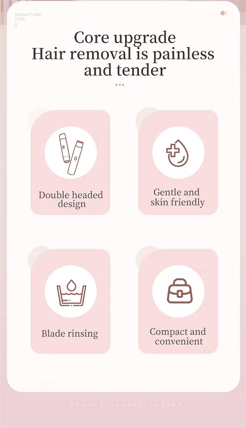 Beard Trimmer 2 in 1 Electric Shaver for Women Double Head Body Hair Removal Underarm Bikini Beard Hair Trimmer Electric Razor