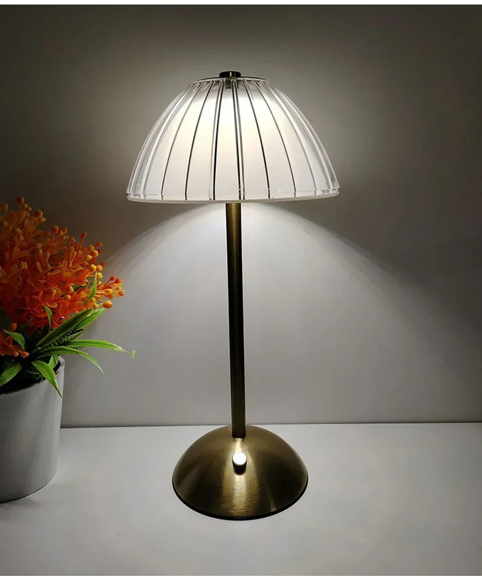 Crystal LED Table Lamp Touch Sensor Desktop Night Light Rechargeable Reading Lamp for Bedroom Bedside Hotel Bar Decor Dimmable