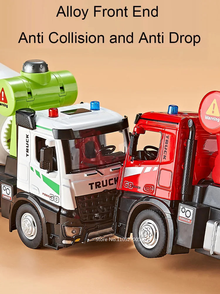 1/24 Electric Mixer Truck Toys Model Car Alloy Diecast Engineering Vehicles Doors Opened Sound Light Pull Back Toy Gift for Kids