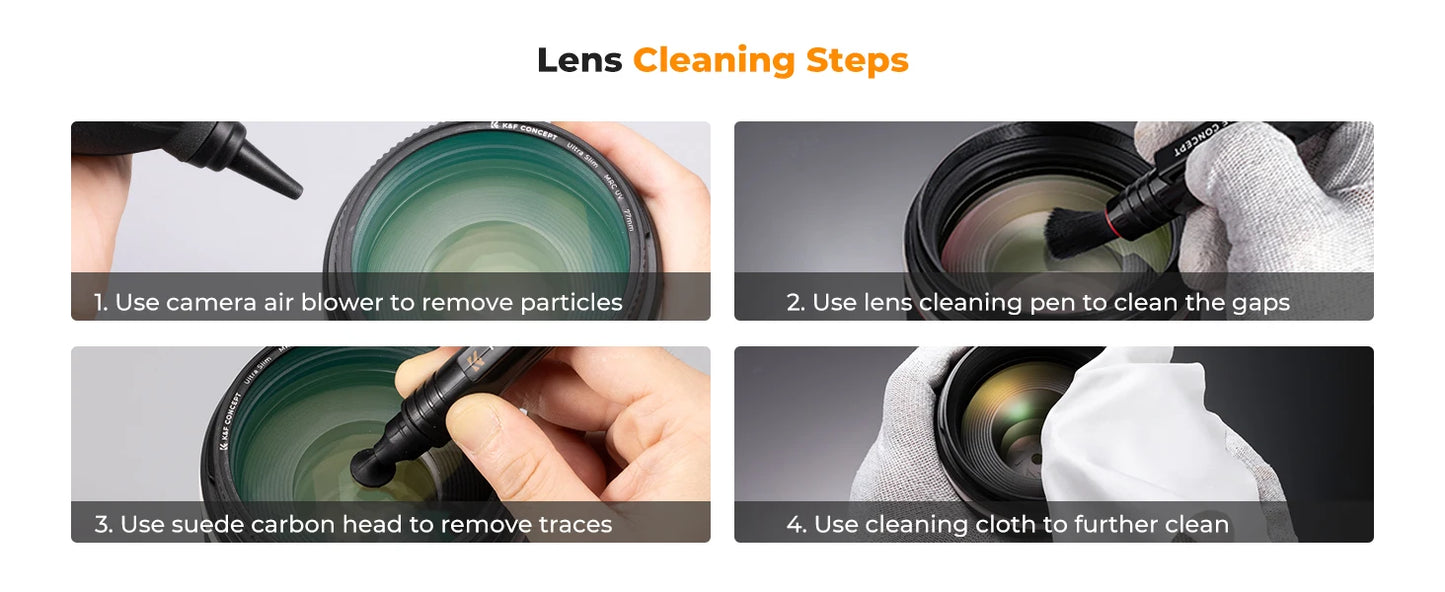 K&F Concept Camera Lens Cleaning Kit with Camera Blower Glasses Wipes Cloth Cleaning Liquid Cleaning Pen for Camera Lens Phone