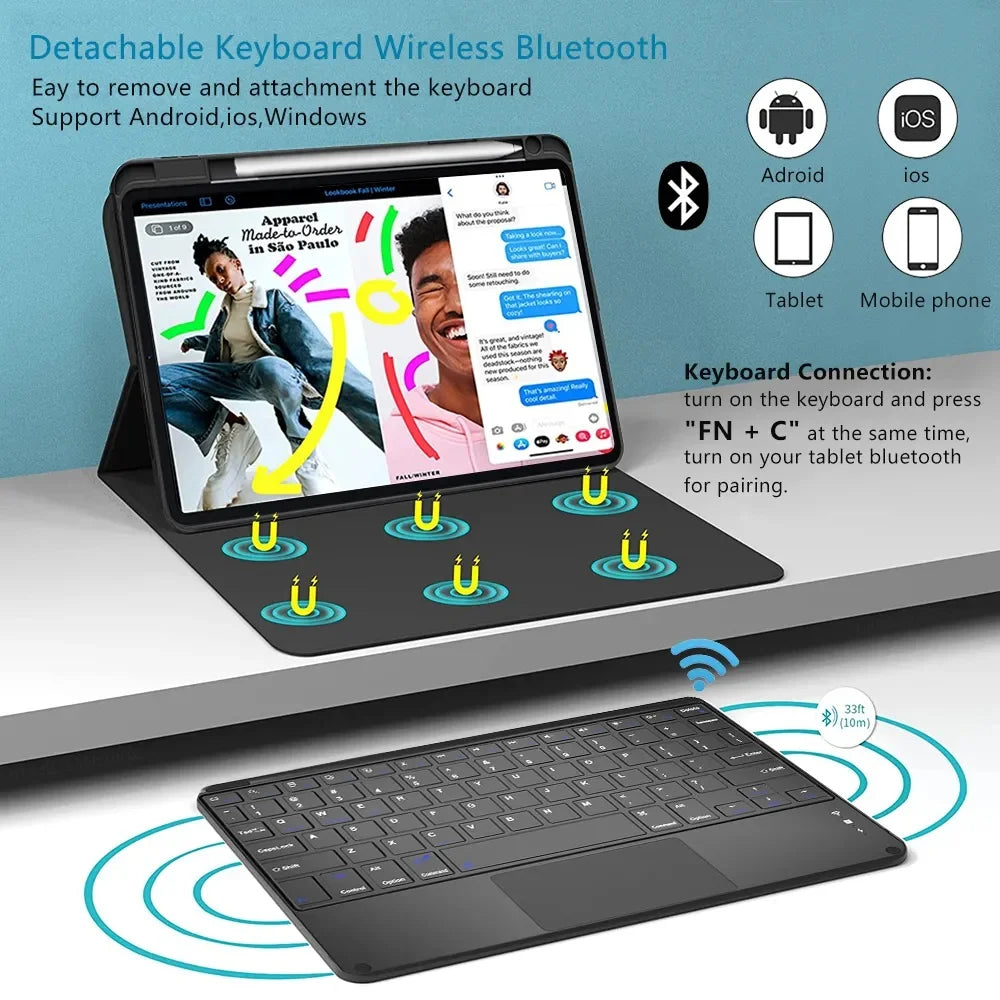 Keyboard Case for Xiaomi Redmi Pad 2 Case, Keyboard Cover For Redmi Pad 2 11-inch Tablet Case Wth Pencil Slot