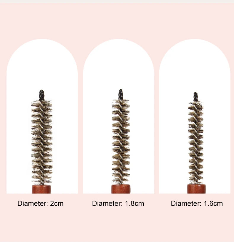 Mini Curling Comb Hair Salon Hairstyle Multi-functional Small Portable Round Wooden Roller Styling Beard Care Tool for All Hair