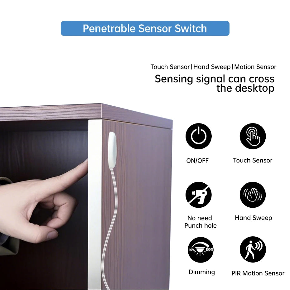 LED Strip Sensor Switch DC12 24V Touch/PIR Motion/Dual Door Sensor for Cabinet Closet & Drawer DIY Shelf Showcase Lighting