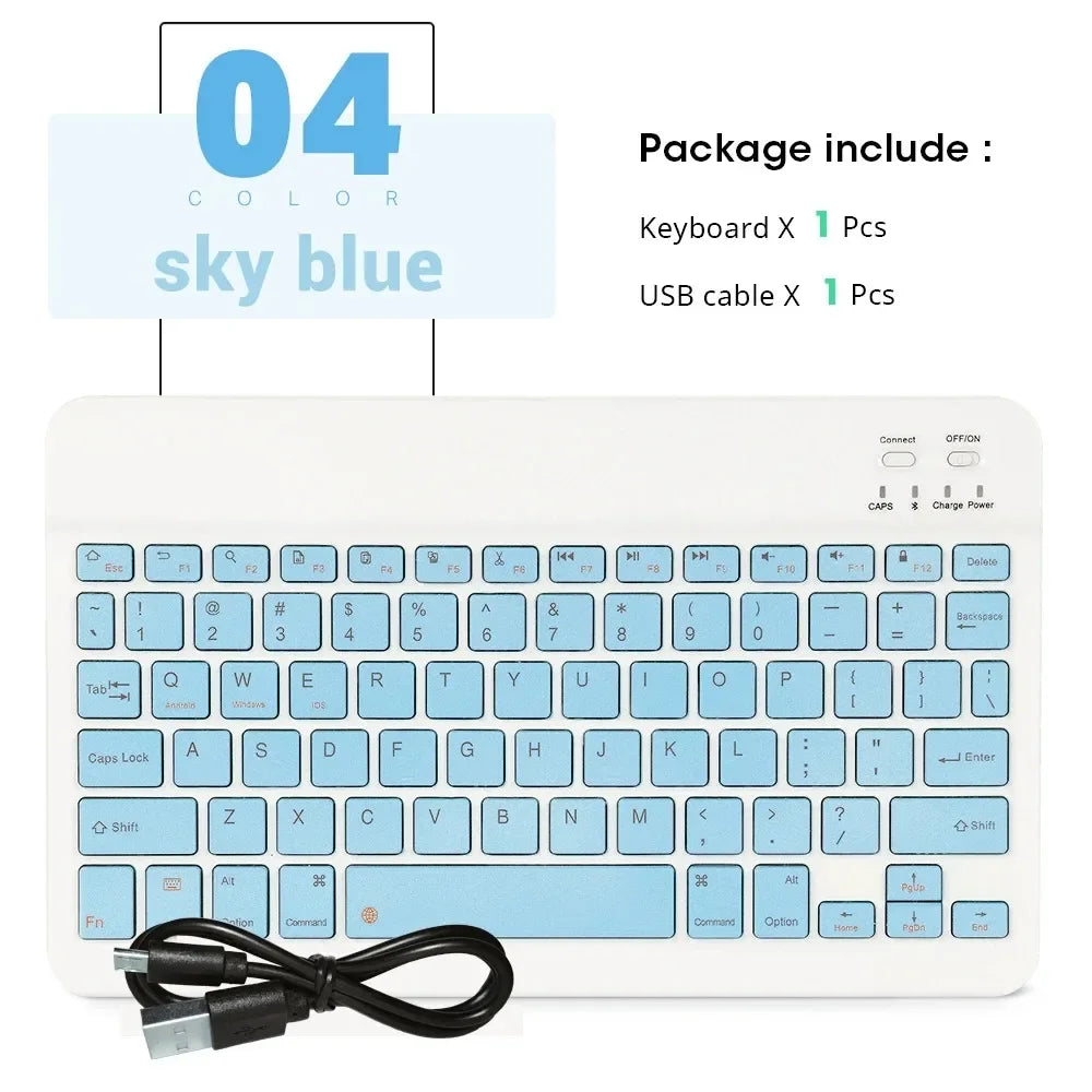 Mini Wireless Bluetooth Mouse 10inch BT Spanish Keyboard For iPad 8 10th 9th generation Phone Tablet Portable For Huawei Android