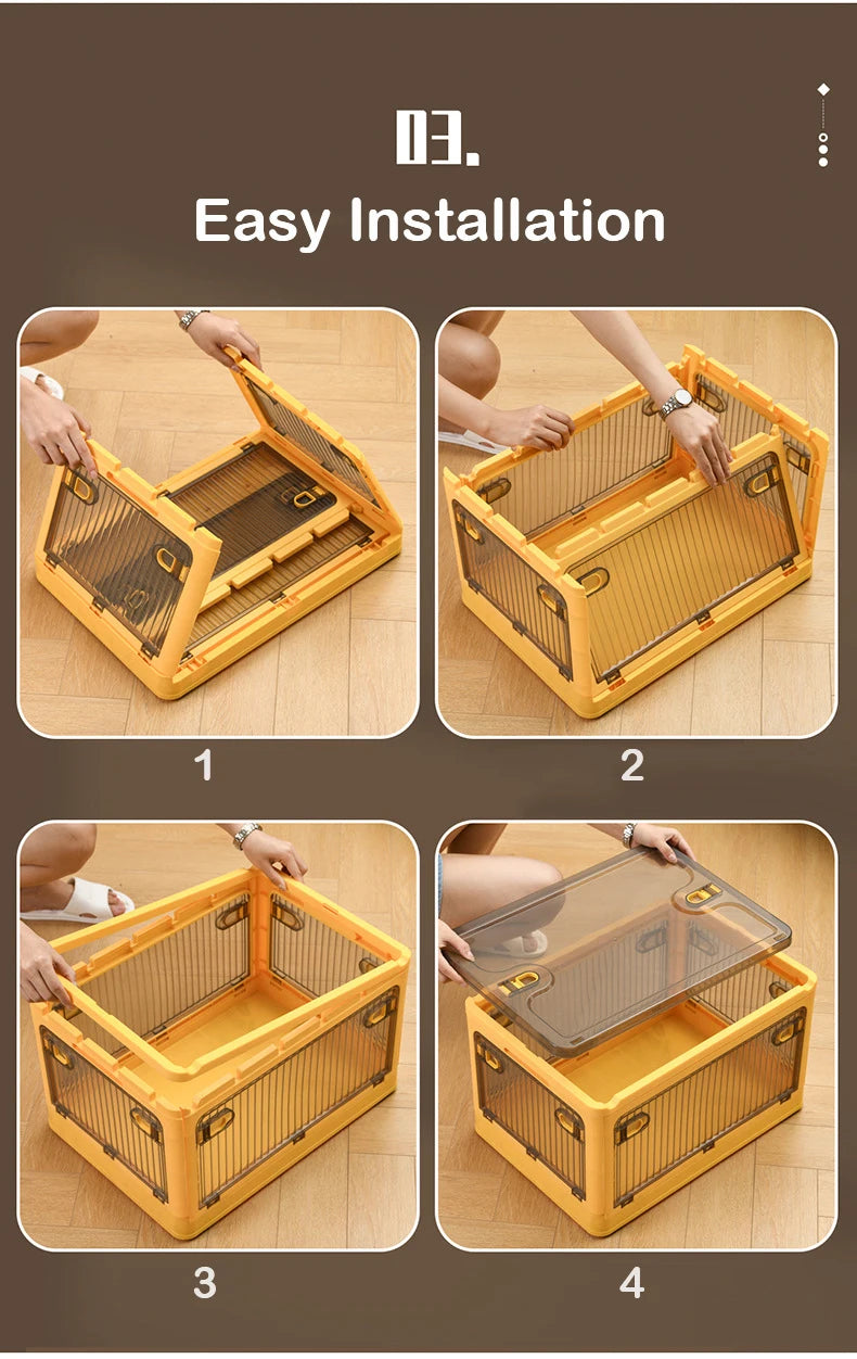 Foldable Storage Box Closet Organizer with Wheels Outdoor Stackable Sundries Organizer Clothes Quilts Toys Books Storage Box