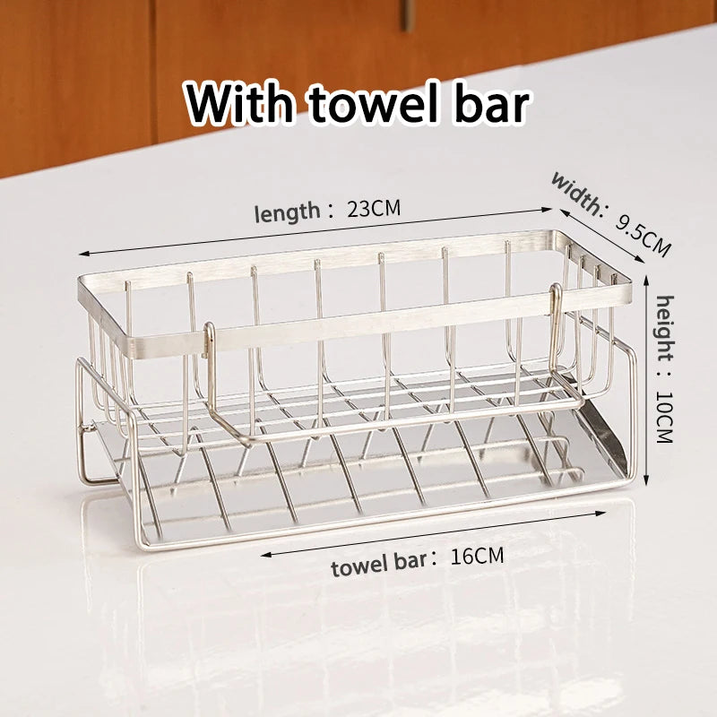 Sink Cleaning Tools Storage Rack Kitchen Multifunctional Stainless Steel Drain Rack for Sponge Cleanser Organizer Rag Hanger