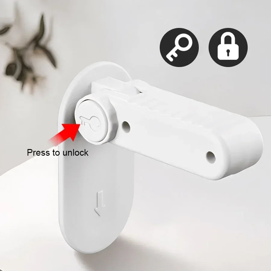 new Door Lever Lock Universal Anti-open Handle Child Baby Safety Locks Punch-free Multifunction Hidden Button Buckle Safety Lock