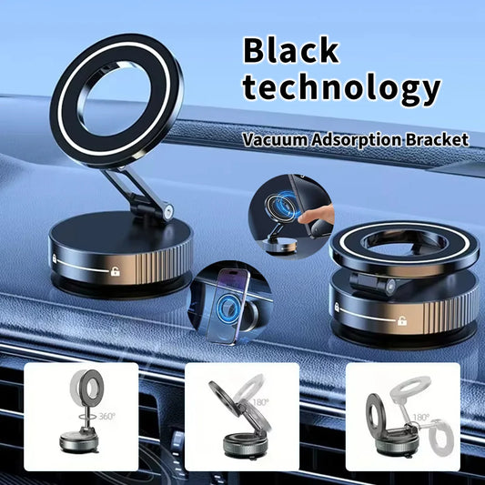 Car Phone Holder Strong Magnetic Car Phone Mount 360° Foldable Vacuum Magnetic Phone Holder For GPS All Smartphones For Car Desk
