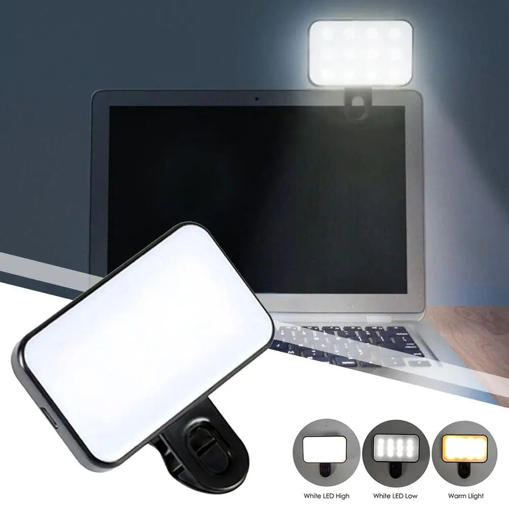Mini Mobile Phone Flashes Selfie Lights Rechargeable 3 Modes Brightness Adjustable Clip On For Laptop Mobile Phone Fill light