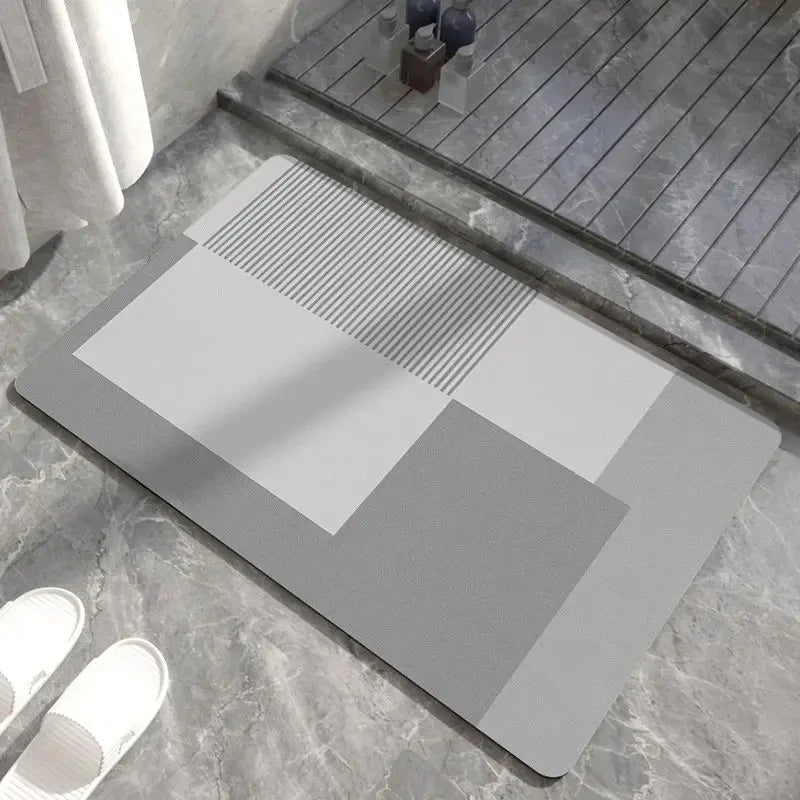 Non-Slip Bath Mat Diatomite Mat with Rubber Padding Soft Super Absorbent Bathroom Rug Foot Mat for Hallway Shower Toilet Mats