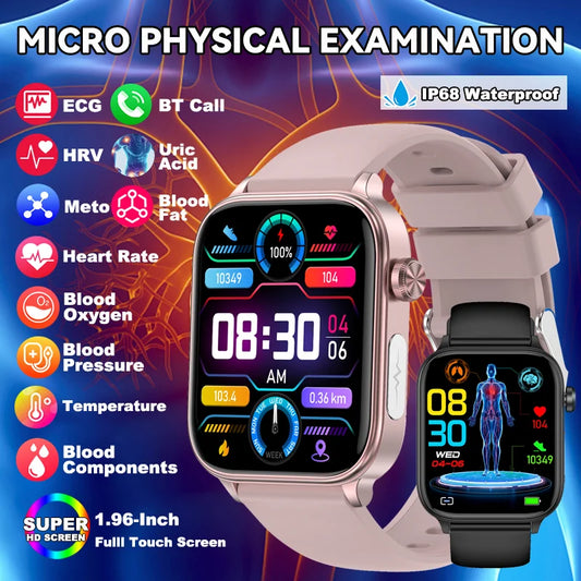 LIGE ECG+PPG Smart Watch Women Blood Lipid Uric Acid AI Diagnostic Detector Body Temperature Female Menstrual Health Tracker New