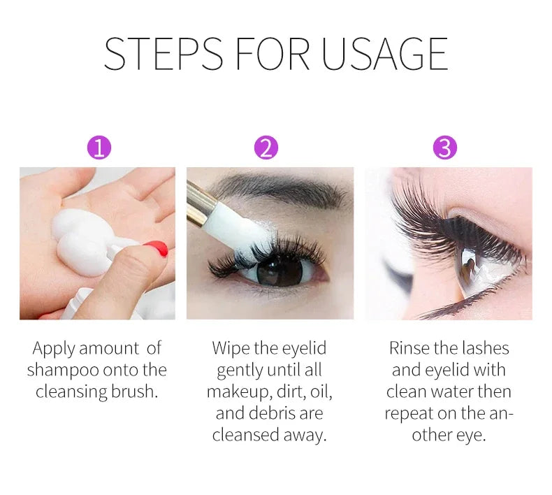 5/10PCS 50ML Eyelash Extension Shampoo Foam Mousse Kit Fast Makeup Glue Removal Foam Set Deeply Cleaning With Brush For Women