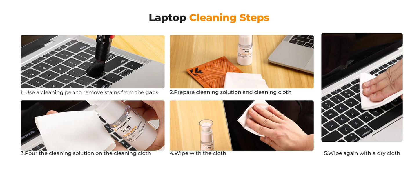 K&F Concept Camera Lens Cleaning Kit with Camera Blower Glasses Wipes Cloth Cleaning Liquid Cleaning Pen for Camera Lens Phone