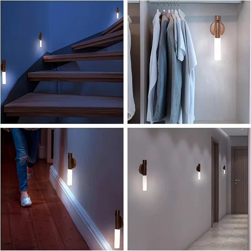 LED Night Light Intelligent Human Body Induction Lamp USB Charging Smart Motion Sensor Wall Lamp Household Toilet Wall Induction