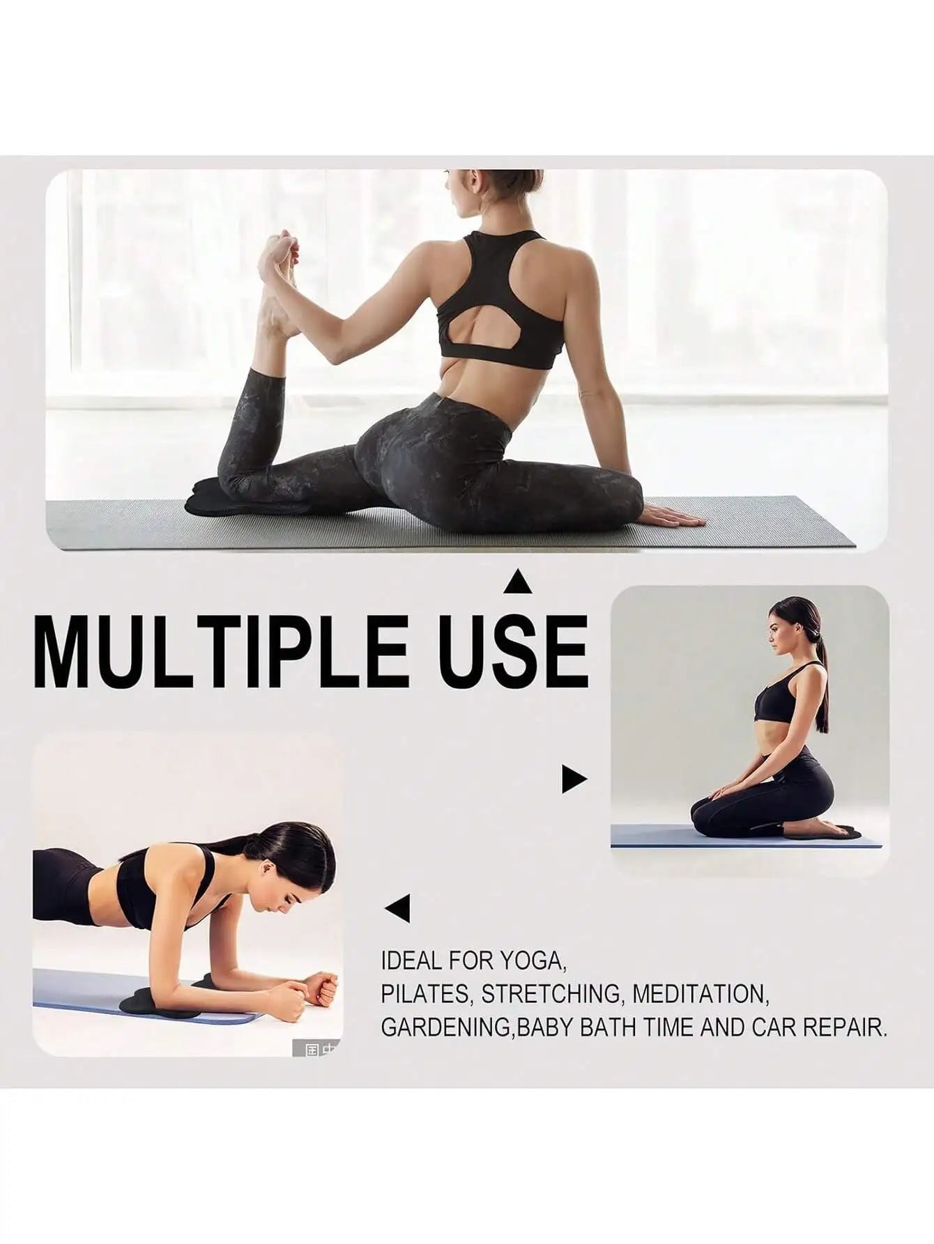 2 Pieces Pilates Exercise Non-Slip Yoga Knee Pad - Pilates Workout Durable Portable Thick Cushion Supports Knee Joint Protection