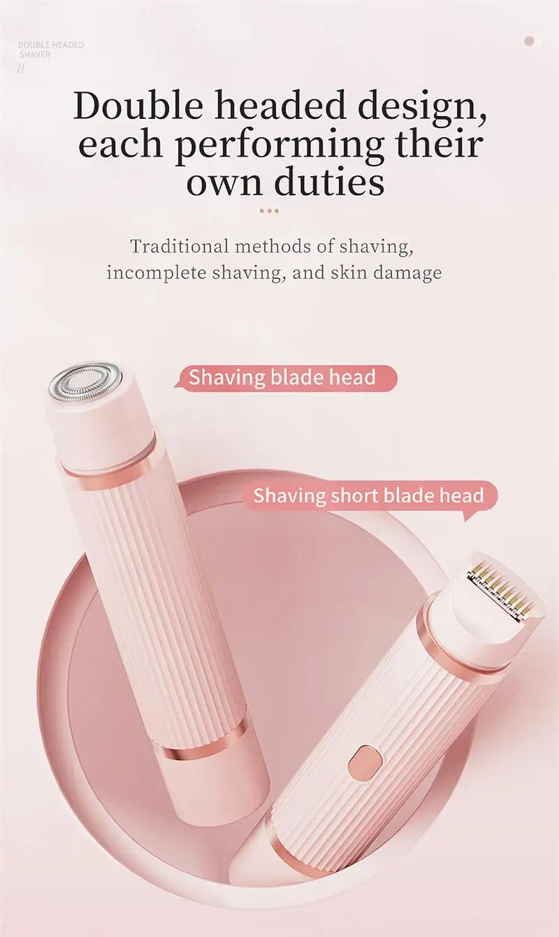 Beard Trimmer 2 in 1 Electric Shaver for Women Double Head Body Hair Removal Underarm Bikini Beard Hair Trimmer Electric Razor