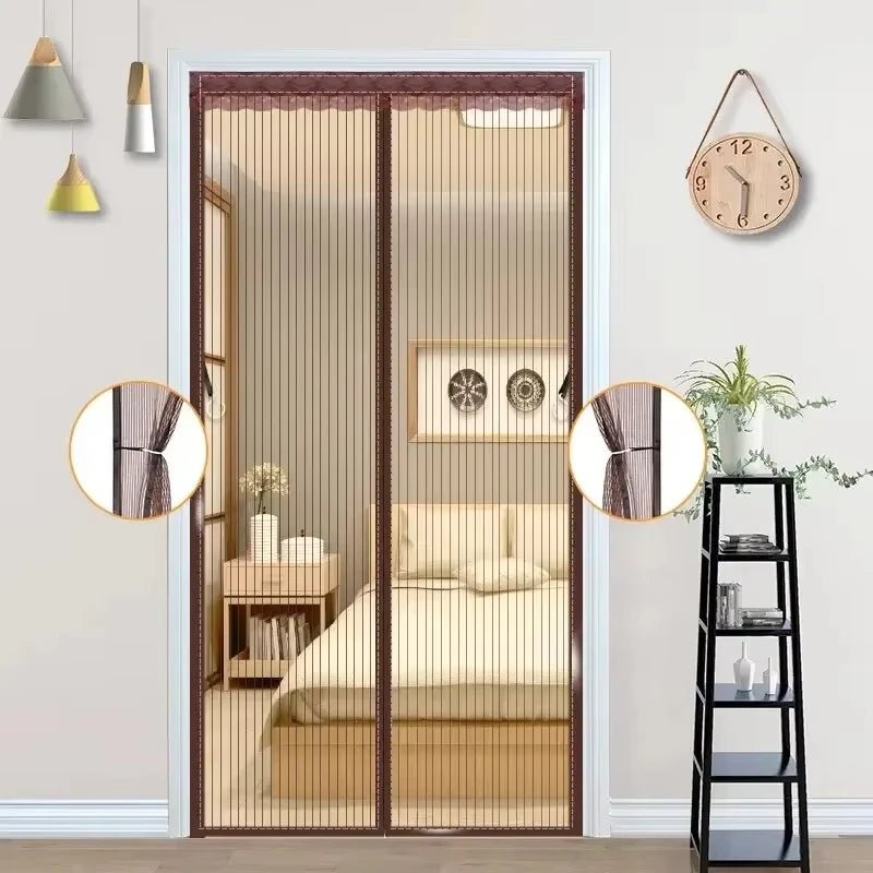Magic Mesh Magnetic Mosquito Screen Door Net Curtain with Magnets Reinforced Polyester Mesh Dustproof & Insect Proof