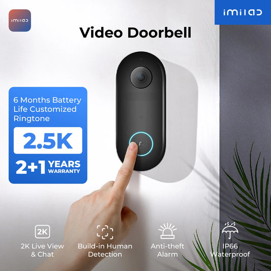 IMILAB Smart Home Video Doorbell Camera WiFi 2.5K Security Protection Human Detection Local Storag Instant Alert 5200mAh