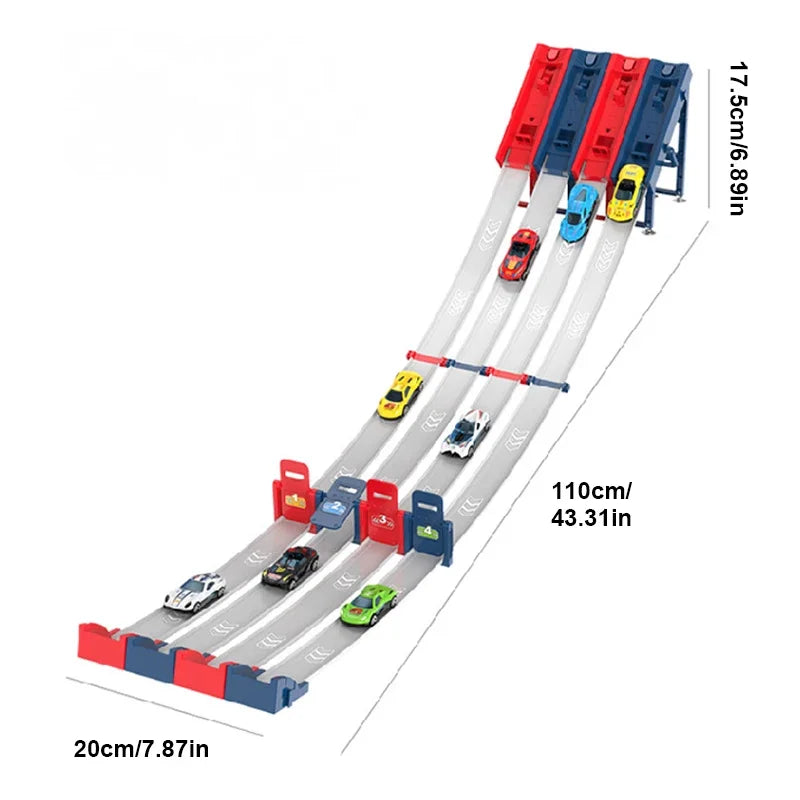 Rail Car Track with Race Track Racing Set Toy Vehicle Alloy Car Kids Catapult Car Competitive Play Game for Kids Toy Christmas