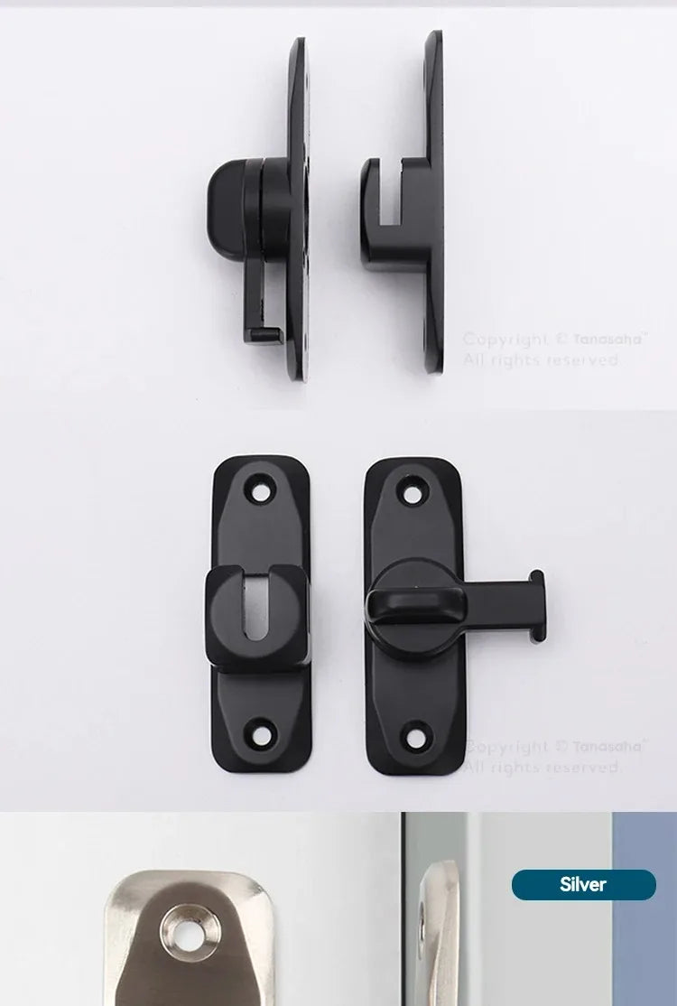Hasp Latch Door Lock Anti-theft Buckle Latch Zinc Alloy Black Cabinet Locks Safety Lock Sliding Door Lock Door Bolts Hardware