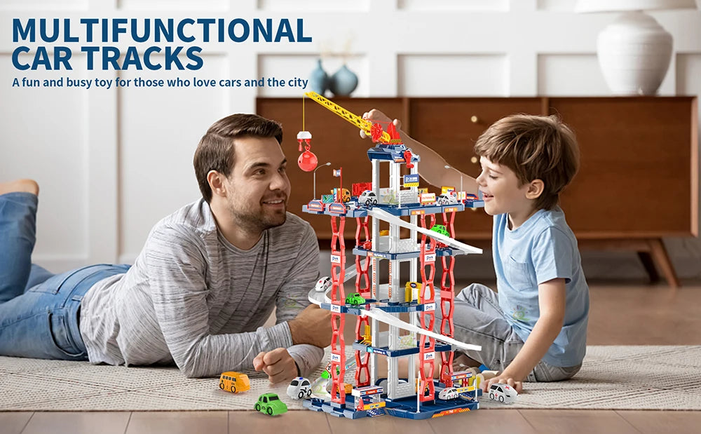 DIY Children's Parking Toy City Car Parking Lot Building Assembly Multi-Layer Rail Track Slot Garage Toys for Children Boy Gifts