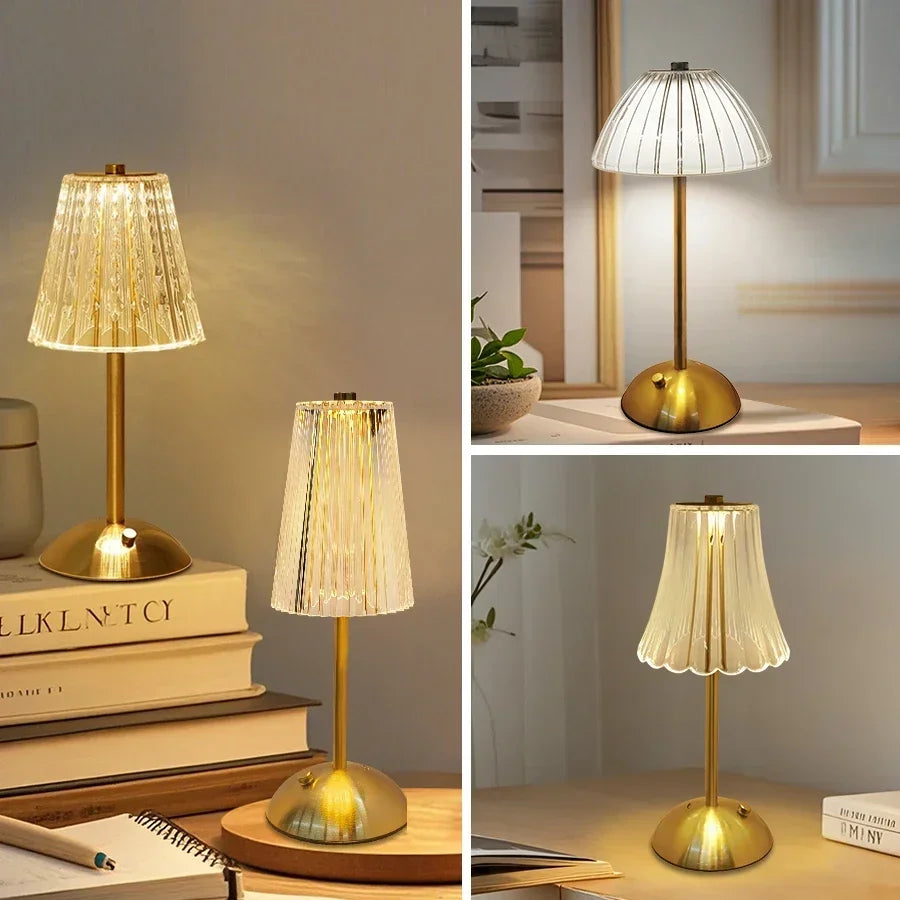 USB Rechargeable LED Table Lamp Touch Sensor Desktop Night Light For Bar Hotel Restaurant Bedroom Atmosphere Room Decor Lighting