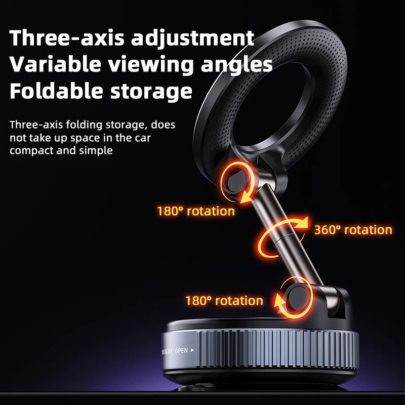 Magnetic Phone Holder Car Phone Holder Foldable Design 360° Adjustable VacuumMount for Car/Desk/Bathroom/Universa