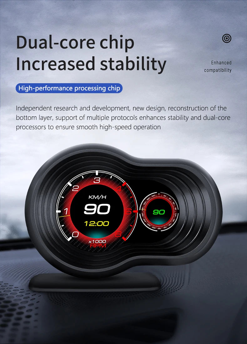 OBD2 Car HUD F9 OBD Head Up Display Auto Smart Car On-board Computer Gauge Digital Speedometer Temperature Engine RPM Alarm