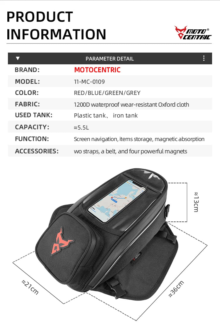 Waterproof Magnetic Motorcycle oil Fuel Tank Bag Navigation Universal Motorbike Riding Cycling Tool Backpack Portable