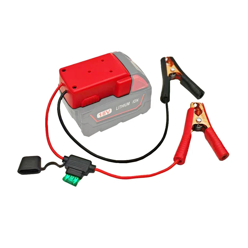 Igniter Jump Starter for Makita DeWalt Milwaukee 18V Battery Car Booster Cable with Fuse Automotive Emergency Power DIY Adapter
