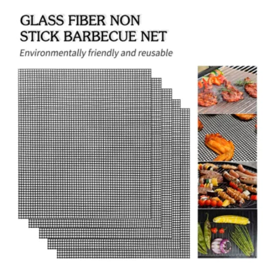 Reusable BBQ Mesh Grill Mat Nonstick Mesh Grilling Mats Easy to Clean Works on Gas Charcoal Electric Grill Barbecue Accessories