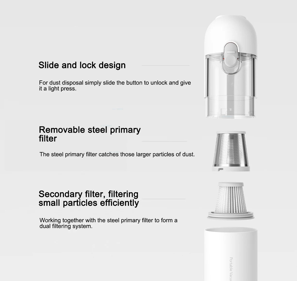 Xiaomi Mijia Mini Vacuum Cleaner, 13000Pa Portable Wireless One-Button Start 88000RPM Brushless Motor with Multi Nozzles for Car