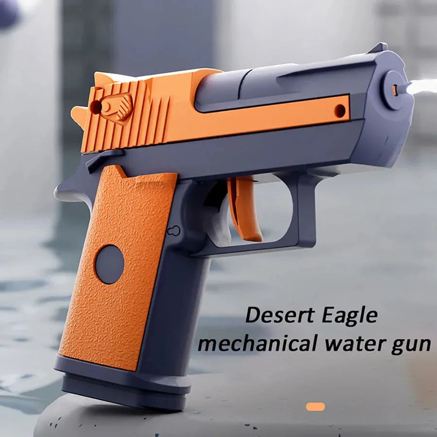Kids Summer Mini Desert Eagle Mechanical Continuous Firing Water Gun Small Pistol Outdoor Beach Pool Toys Shoot Water Guns Gifts