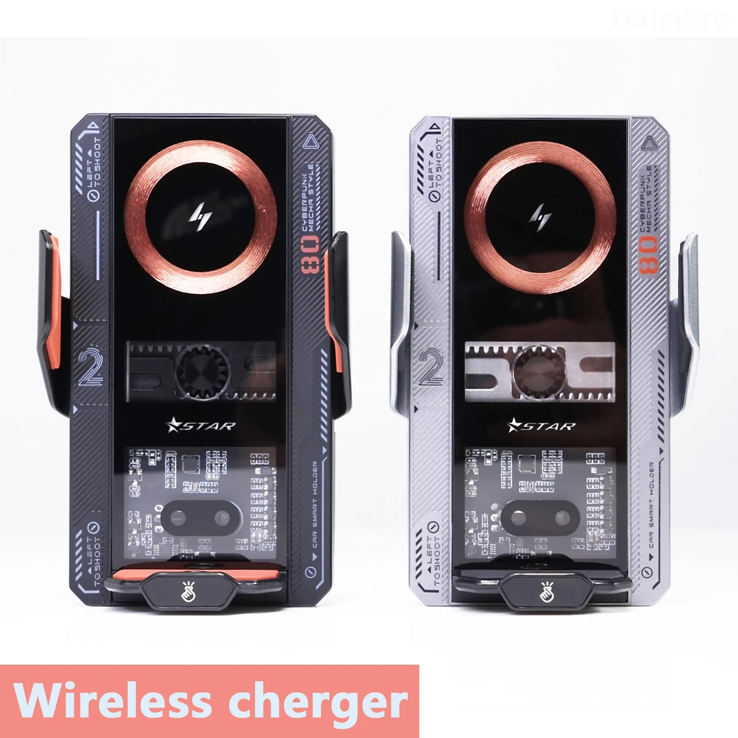Car Phone Mount With Wireless Charger 66W Magnetic Charging Holder Car Automatic Clamping Stand With Decorative Mood Lighting