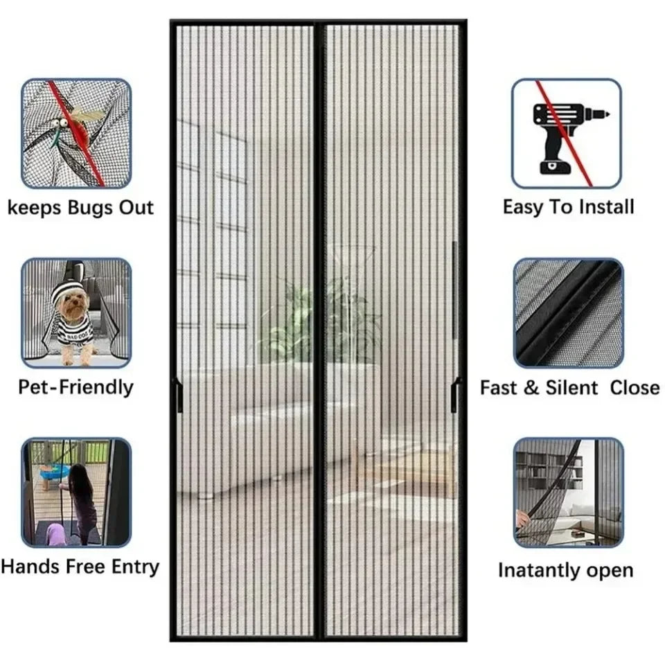 Anti Mosquito Magnetic Door Screen Invisible Mesh Curtain No Punching Auto Closing Insect Fly Bug Protector for Bedroom Entry