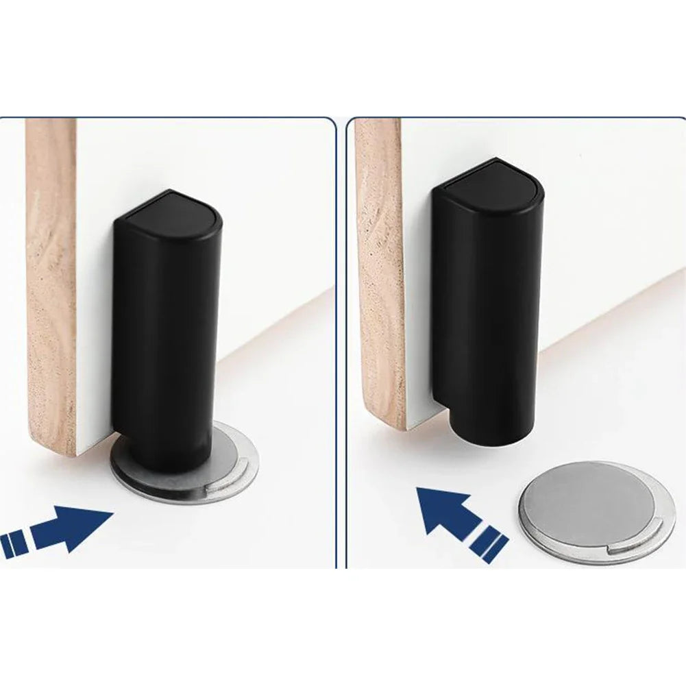 Heavy Duty Magnetic Door Stopper Stainless Steel Doorstop Black Without Punching Door Suction Door Holder Door Hardware Touch