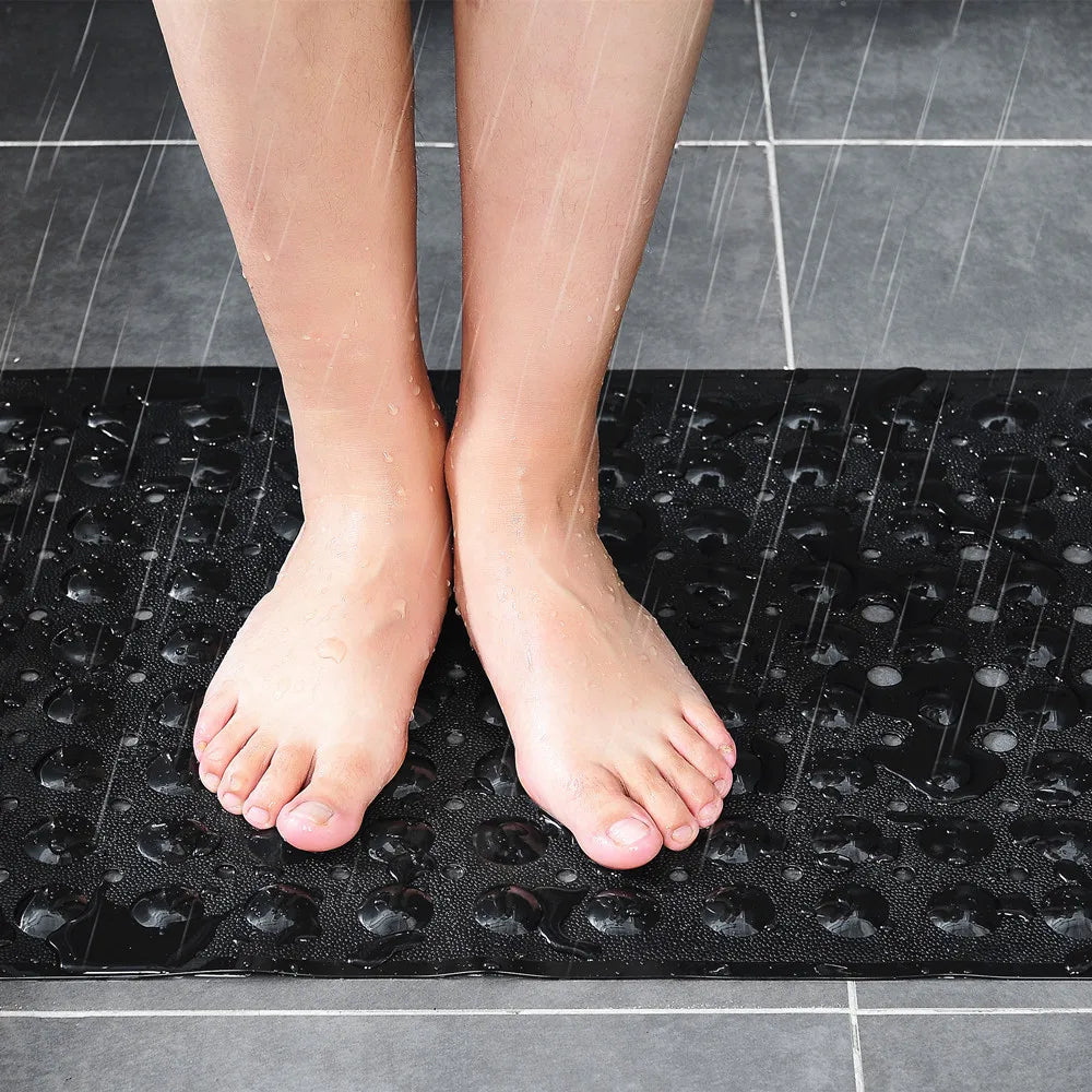 Non-Slip Bath Tub Shower Mat with Suction Cups,Machine Washable Bathroom Mats with Drain, Extra Large Bathtub Mat, 100x40cm