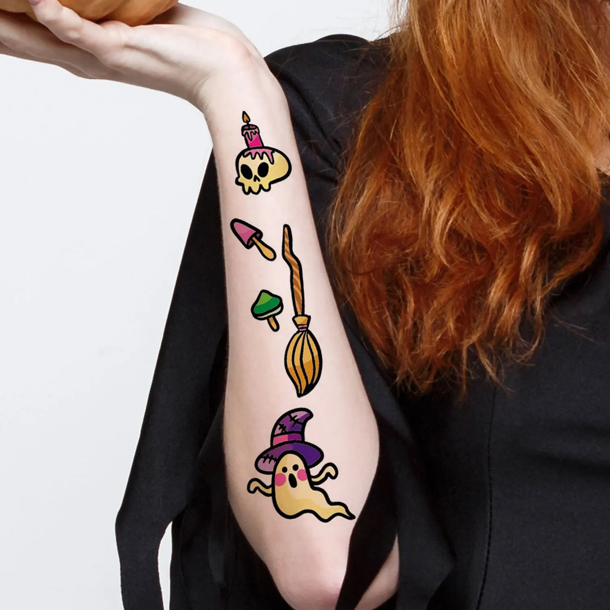 30Pcs Halloween Temporary Tattoos, 220 Cartoon Pumpkin Bat Spider Designs, Waterproof Fake Tattoo Stickers for Halloween Party