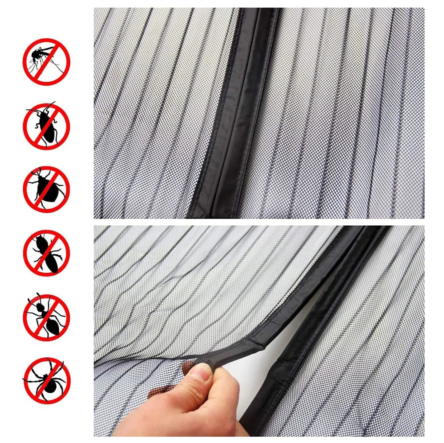 Magic Mesh Magnetic Mosquito Screen Door Net Curtain with Magnets Reinforced Polyester Mesh Dustproof & Insect Proof