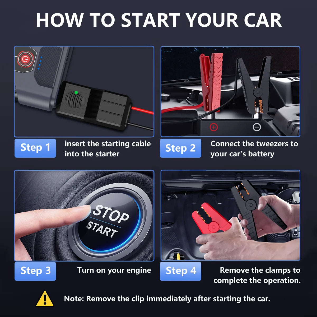 12V Portable Car Jump Starter Automatic Battery Booster Charger