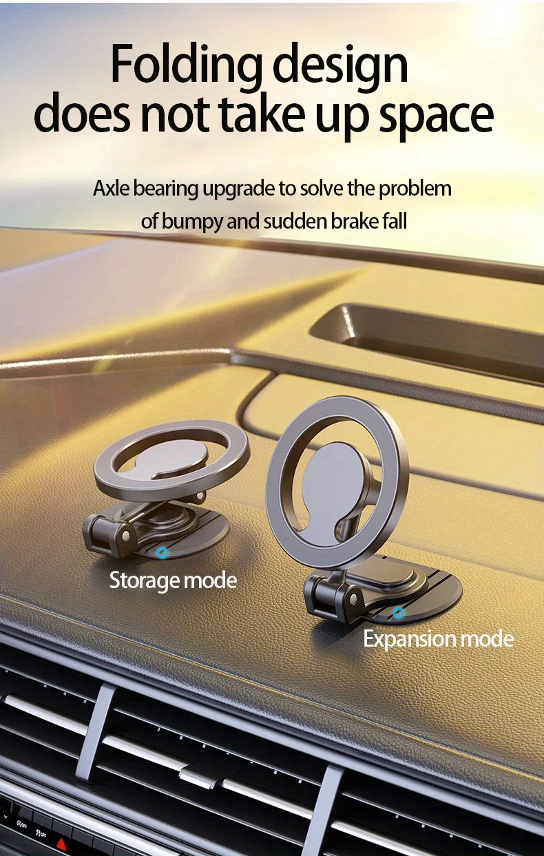 1040° Rotation Magnetic Car Phone Holder All-Metal Magnetic Cell Phone Stand Dashboard Mount For Magsafe iPhone 16 15 14 13 12