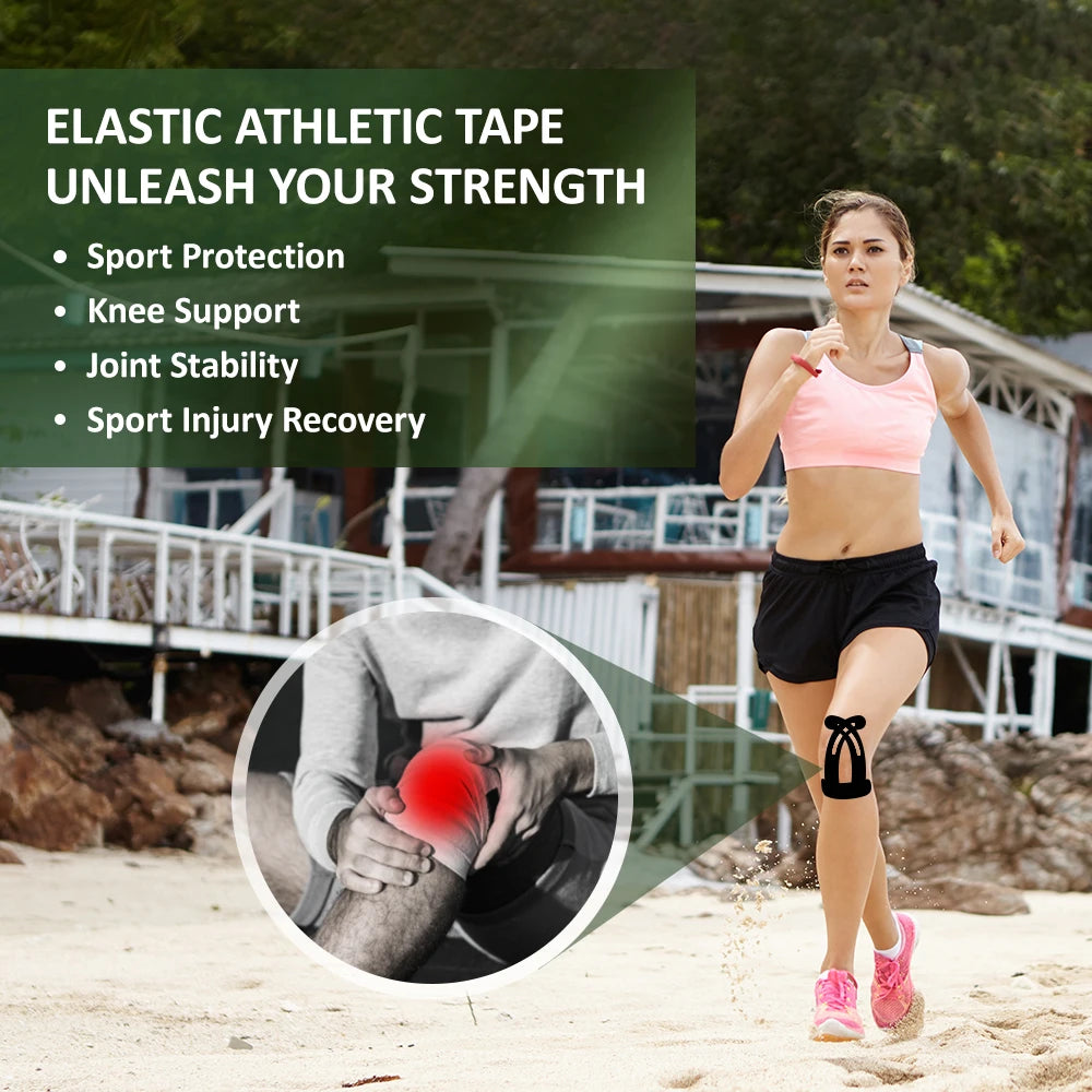 5PCS Elastic Knee Support Tape - Precut Kinesiology Knee Stickers for Stability & Joint Protection, Breathable & Hypoallergenic
